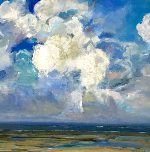 “Clouds” by Debanjana Bhattacharjee | Oil on canvas  | 36 x 36 in